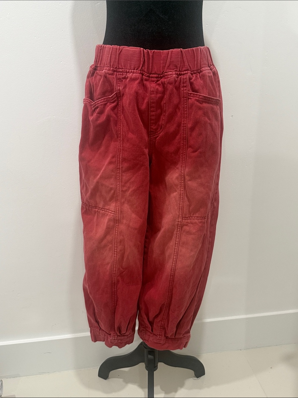 SHEIN Red Elastic Waist Jogger Jeans